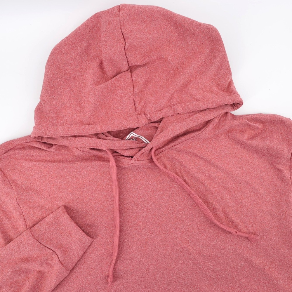 Burlebo Performance Pullover Hoodie Red Salmon Heather Long Sleeve Mens Medium